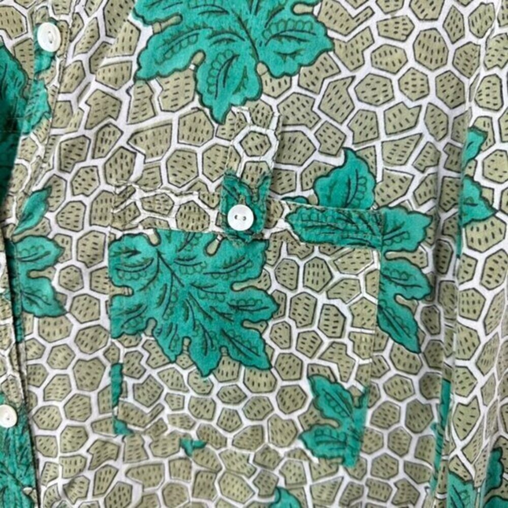Roberta Roller Rabbit Green Mini Shirt Dress Palm Leaf Cotton Classic Preppy - Picture 5 of 8